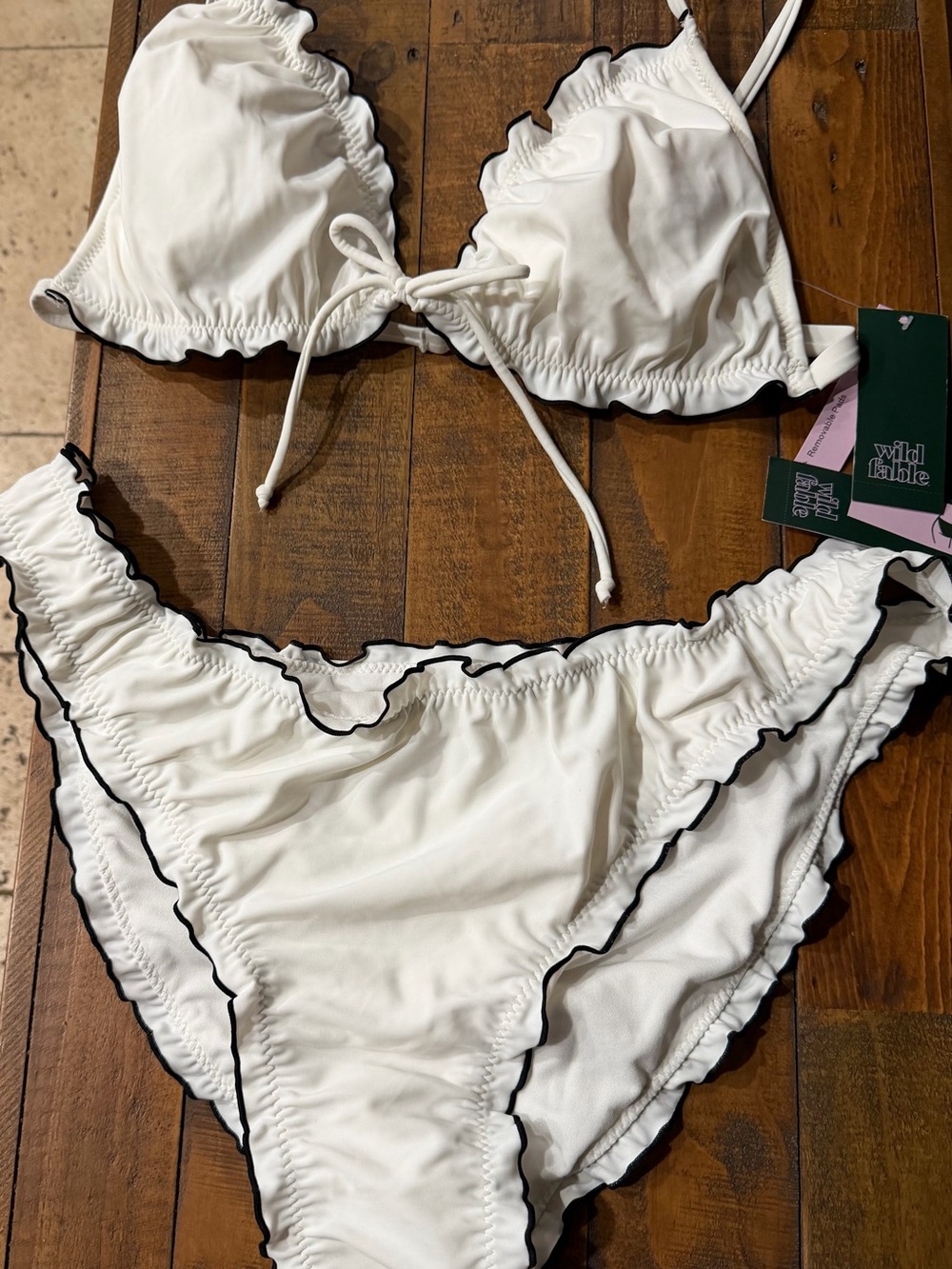 Target White Ruffle Trim Bikini Set